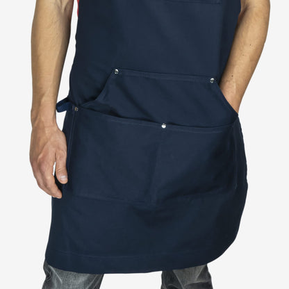 Chef Pomodoro Chef Apron for Men and Women, Kitchen Apron for Women with Pockets & Adjustable Neck Straps - Navy Blue Chef Aprons, Aprons for Cooking, 100% Cotton Cooking Aprons, Machine Washable