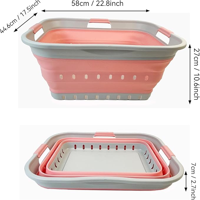 SAMMART 42L Collapsible Plastic Laundry Basket