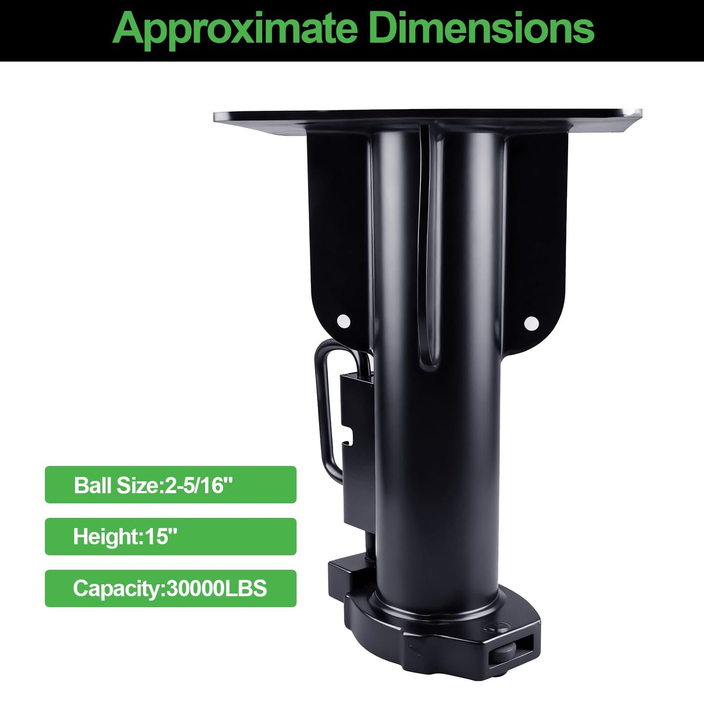 STEGEWOP 5th Wheel to Gooseneck Adapter Hitch, 30,000 lbs Heavy Duty Towing Conversion, 2-5/16" Ball & 15" Height, Q235 Steel Hitch for RV, Flatbed Trailer & Horse Trailer