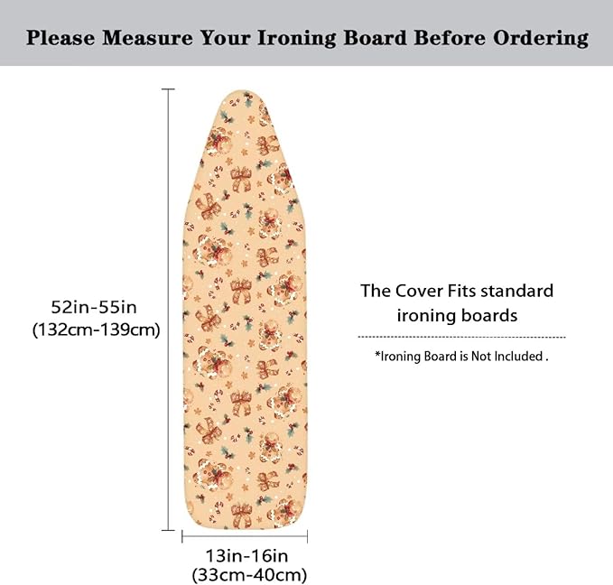 Gingerbread Ironing Board Cover 15x54 Inch, Bowknot Iron Board Cover