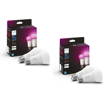 Philips Hue A19 LED Smart Light Bulb - White and Color Ambiance - 60W Indoor Light Bulb - Control with Hue App - Works with Alexa, Google Assistant and Apple Homekit - 3 Pack