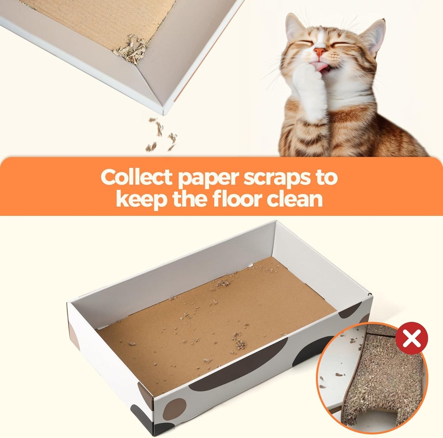 ComSaf Cat Scratching Board Mat, Reversible Cardboard Scratcher Bed 43 x 26 x 8 cm, 3 Pack Durable Scratch Pad for Indoor Cats, Grinding Claws, Playing, Sleeping