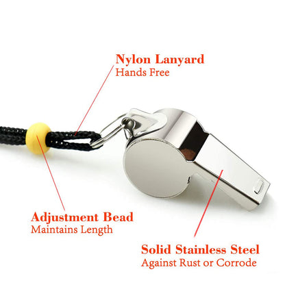Hipat Whistle, 3 Pack Stainless Steel Sports Whistles with Lanyard, Loud Crisp Sound Whistles Great for Coaches, Referees, and Officials