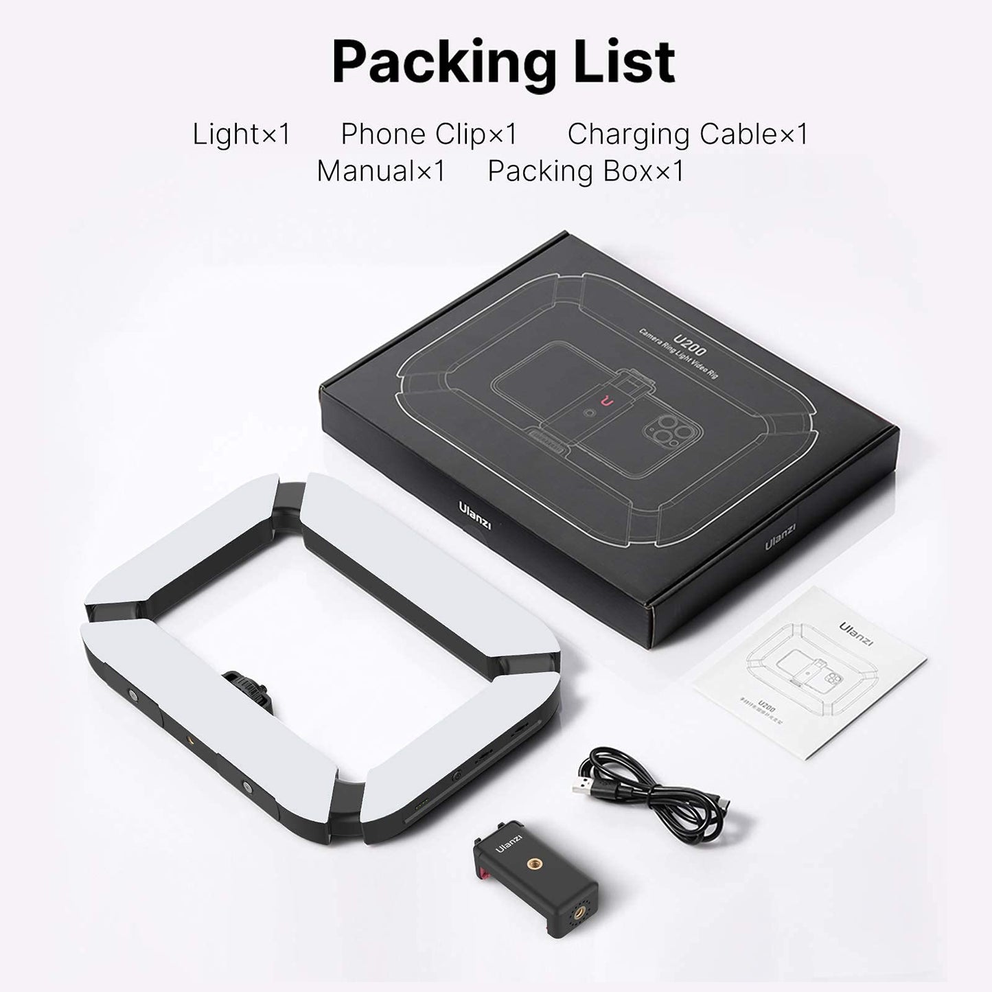 Smartphone Video Rig PICTRON U200 Handheld LED Ring Light Selfie Light Phone Video Stabilizer for Camera, Smartphone, Action Camera, YouTube, Setup, Filmmaking, Makeup, Vlogging