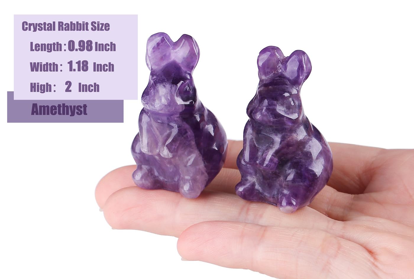DUQGUHO 2'' Easter Amethyst Bunny Decor Spring Gifts for Women Crystals Rabbit Statue Pocket Polished Handicraft Tiny Figurines for Cute Ornament Gifts 1PC
