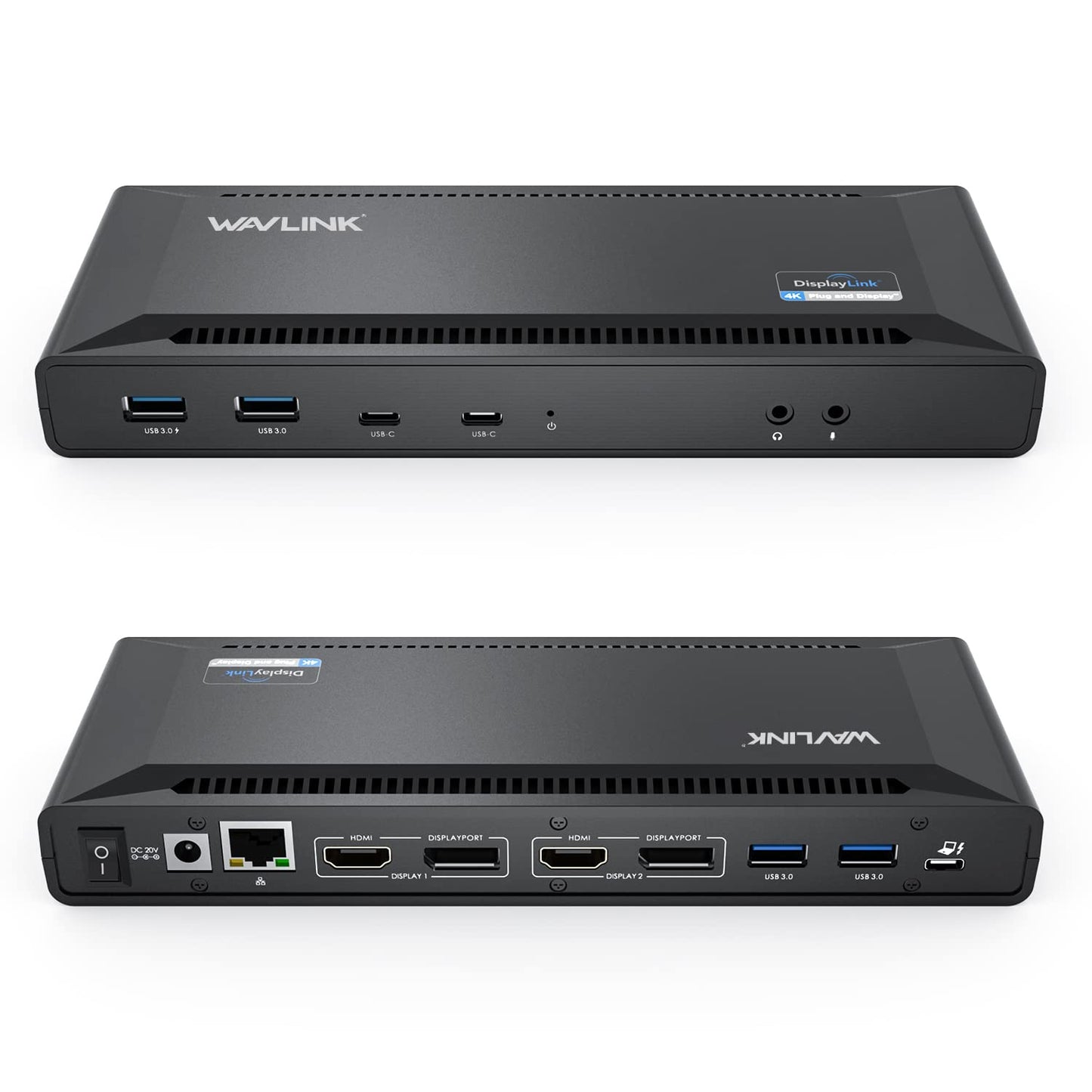 WAVLINK Universal USB C Laptop Docking Station Dual Monitors 5K/4K@60Hz with 65W Host Charging for Thunderbolt 4/3, USB-C Windows, Mac M1-M5/Macbook Neo, Chrome (2HDMI+2DP), 6USB 3.0, 1Gbps Ethernet