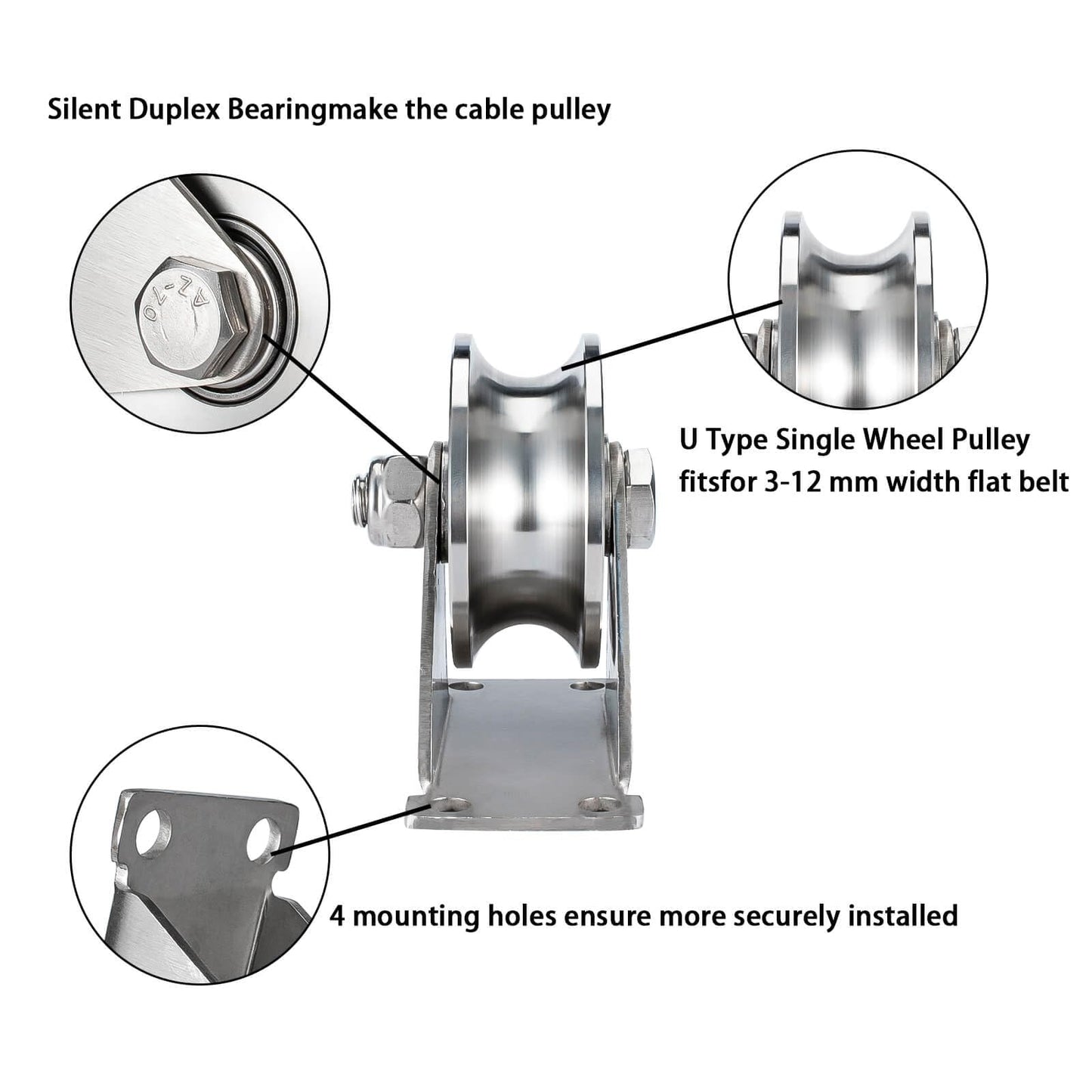 SHINICO Cable Pulley Wheel Stainless Steel, Duplex Bearings, Rope Pulley for Pulley System, Gym Equipment, Sliding Gate, 1 Pack