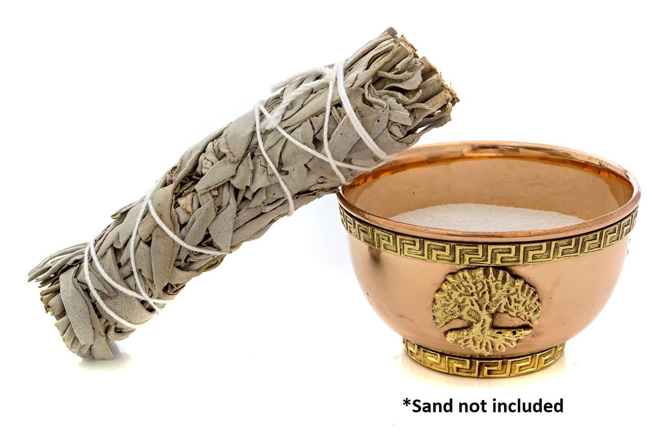 Witchcraft Supplies Starter Kit - 8pc Altar Supplies for Beginners, Spiritual Room Decor, Witchy Gifts - with Tree of Life Offering Bowl, White Sage, Palo Santo, Candles - Alternative Imagination