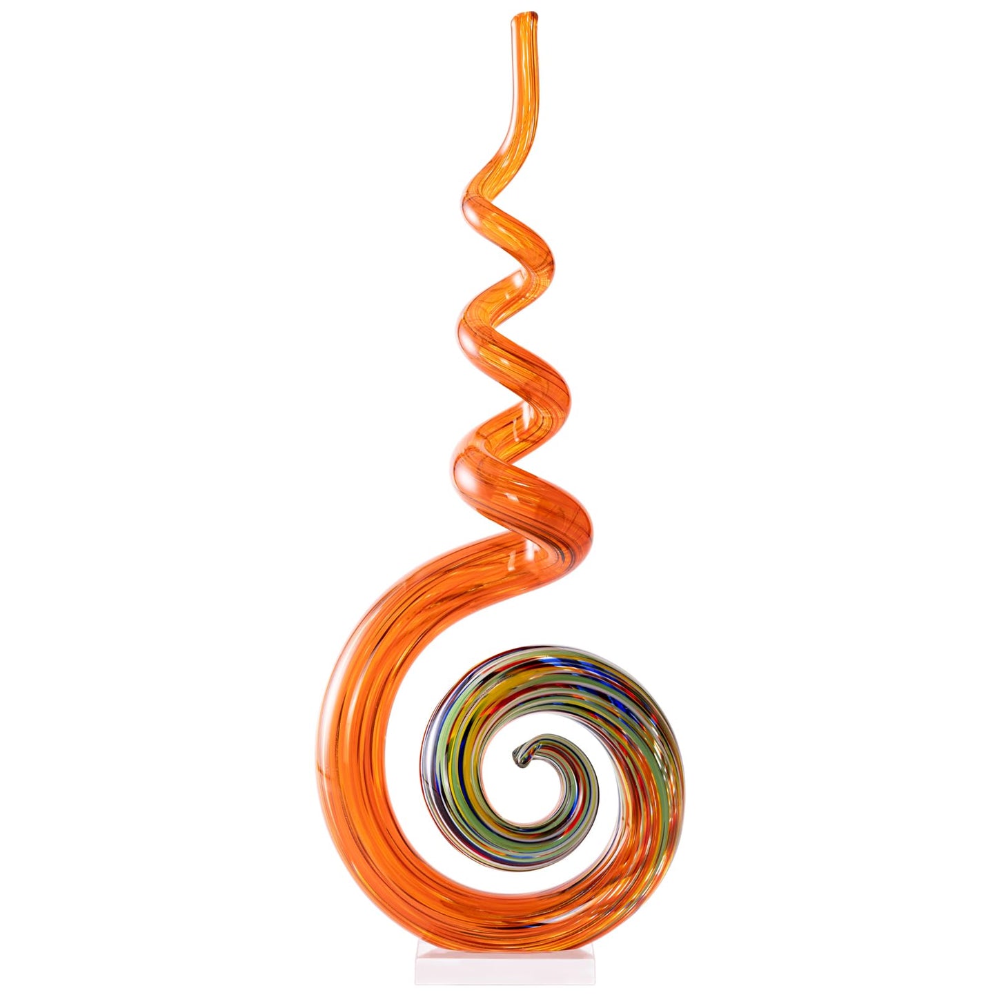 15" Tall Hand-Blown Murano-Style Glass Sculpture Statues Art Ornament Statue Figurines Home Decor Accent Piece Coastal Ocean Nautical Home Decor,Shelf,TV Stand,Tabletop Centerpieces,Wonderful Gift