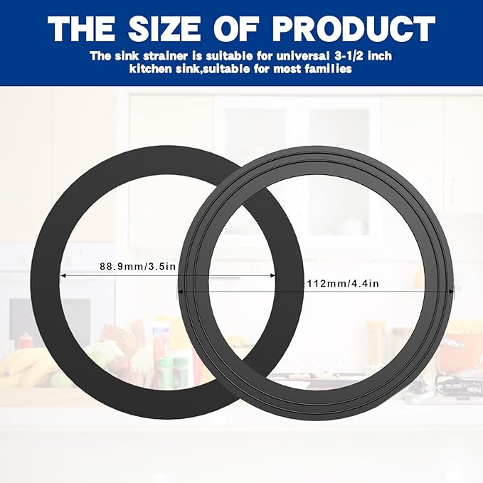 RQYEKDO 2PC Kitchen Sink Strainer Gasket Seal Rings， Fits Standard 3-1/2 inch