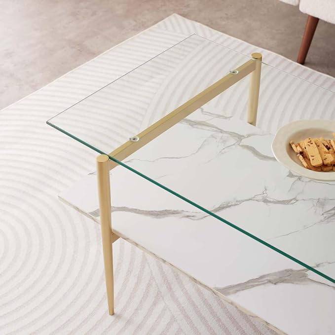 LumFurn Rectangle Coffee Table for Living Room, Mid-Century Modern Design