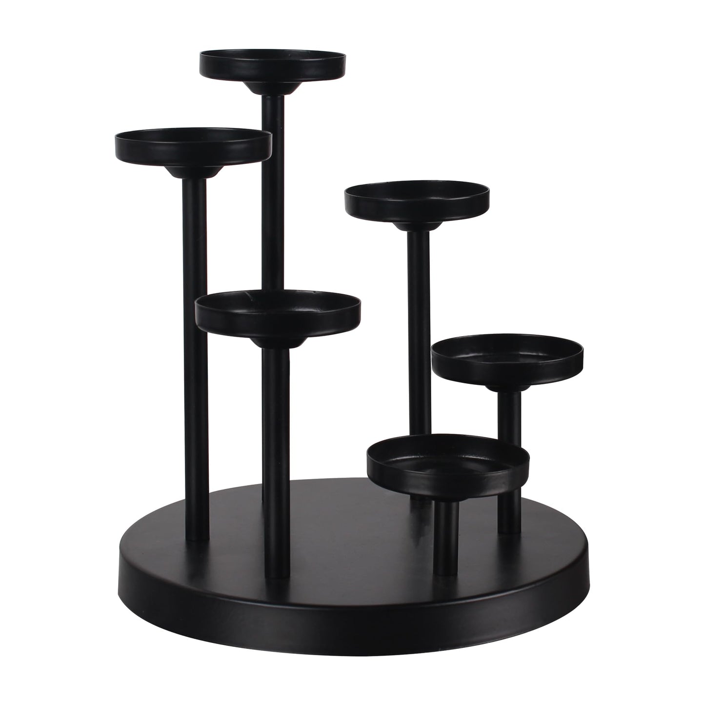 yucanucax 6arms Tea Candle Holder Tray, Metal Black Candlestick Holder, Candle Holders Set of 6 padk Tea Candle Light, for Dining Room, Table Centerpiece Decor,Decorative Tray…
