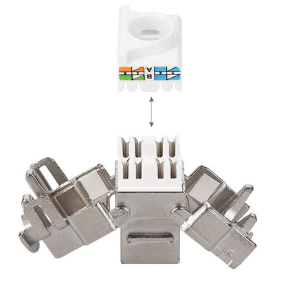 kwmobile Keystone Module Kit - Includes (8) CAT6A Shielded Keystone Jack RJ45 Ethernet Module 10G + (4) 2-Port Wall Plate and Shielded Metal Housing