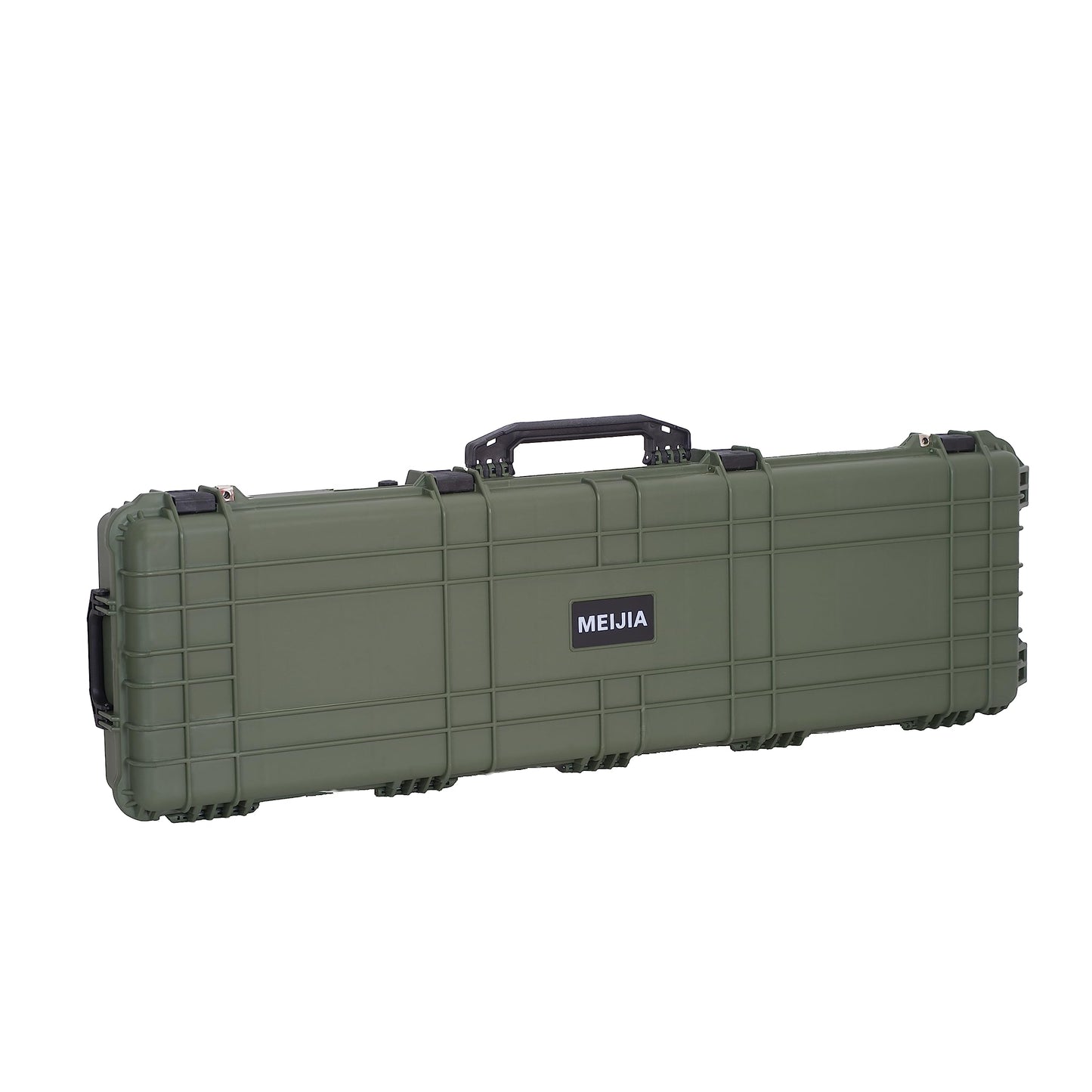 MEIJIA Portable IP67 Waterproof All Weather Hard Rifle Case with Rolling Wheels,Customizable Fit Foam Inserted,Soft Grip Handle,53x16.14x6.1inches (Green)