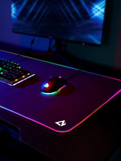 EASEMO Gaming Mouse Pad, RGB Mouse Mat XXL Large (35.4 x 15.75 in) with 7 LED Colors 11 Lighting Modes Waterproof Fabric Surface Non-Slip Rubber Base for PC Laptop Keyboard