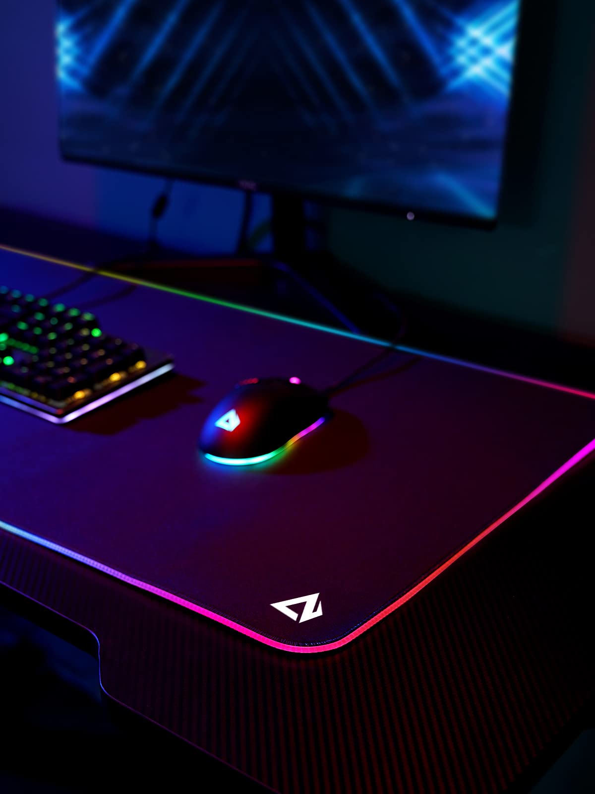 EASEMO Gaming Mouse Pad, RGB Mouse Mat XXL Large (35.4 x 15.75 in) with 7 LED Colors 11 Lighting Modes Waterproof Fabric Surface Non-Slip Rubber Base for PC Laptop Keyboard