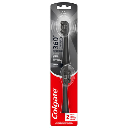 Colgate 360 Vibrate Charcoal Battery Operated Toothbrush Pack, Soft with 1 AAA Battery Included, Black, 2 Count