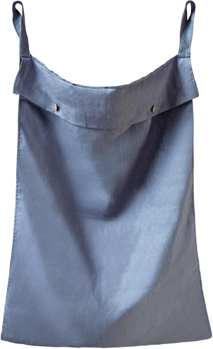 100% Linen Hanging Laundry Hamper Bag 20x27 Inch, Over the Door