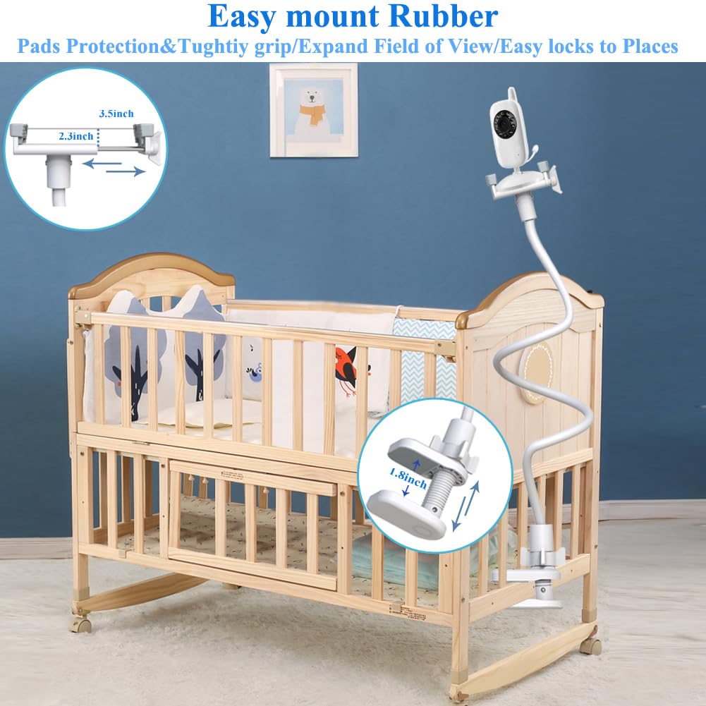 Derebir Baby Camera Holder Baby Monitor Mount Stand Compatible with HelloBaby/Blemil/jeeber/nooie/momcozy/GHB/BOIFUN/Motorola/BT/Dr.Care/Adjustable Flexible Monitor Stand Baby for Most 1/4" Camera