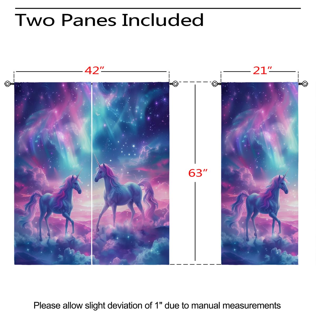 Fantasy Unicorn Blackout Curtains for Girls Boys Kids Teens Home Decor, Cute Starry Sky Stars Galaxy Grommet Thermal Insulated Drapes Darkening Window Curtain for Bedroom Living Room, 42 x 63 Inch