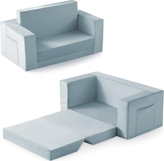 Kids Couch, 2-in-1 Toddler Chair Comfy 1-3 Years, Convertible Kids Chair