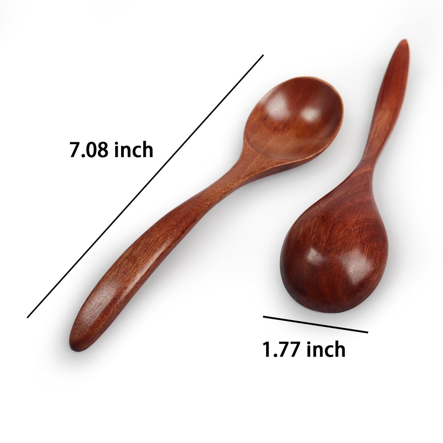 6 pcs Wooden Spoons for Eating, 6.7 inch Wooden Honey Spoons for Tea, Wood Teaspoons for Stirring Coffee - Perfect for Soup,Eating,Scooping Jars & Canisters,Dessert