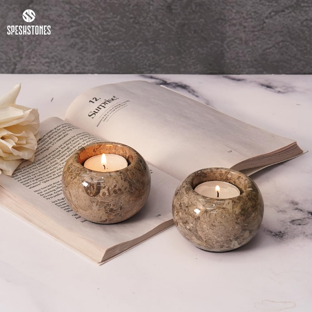 SPESHSTONES Marble Tealight Candle Holder 3 Inch Mini Votive Candle Holders for Table Centerpieces, Room Decor- Decorative Candles Holders for Wedding Gifts