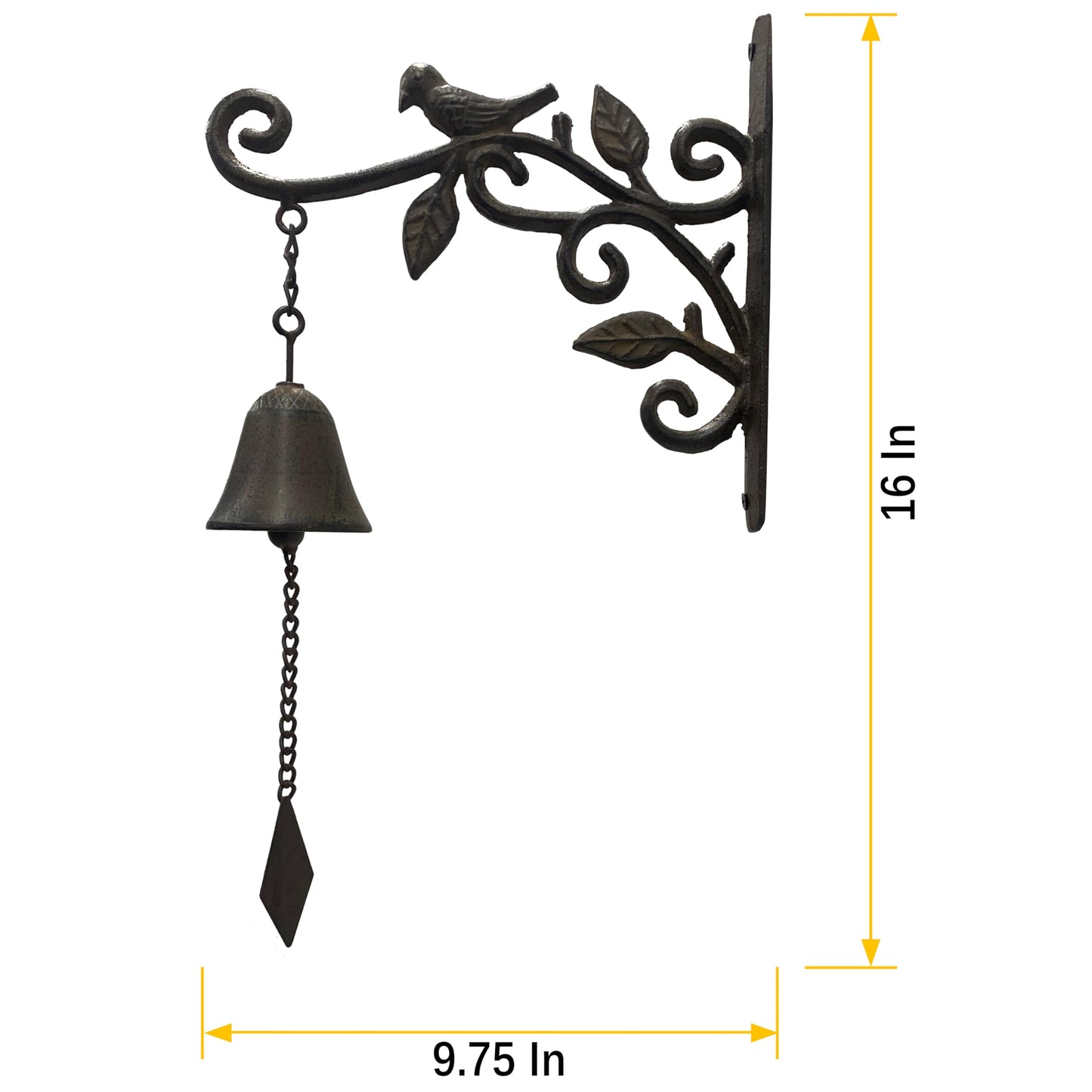 ChengPin Outdoor Iron Dinner Bell, Wall Mounted Hanging Bell, Clear Melodious Sound, Decor for Door Garden Yard Home (Black Bird)