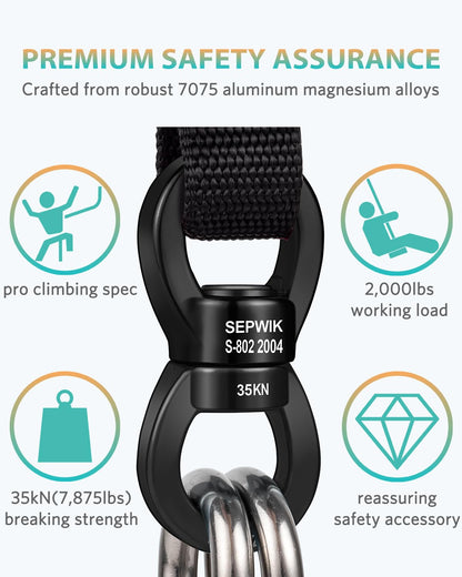 SEPWIK Swing Swivel, 35KN Swing Spinner, 360° Safety Rotational Device Hanging Accessory for Hanging Hammock, Aerial Dance