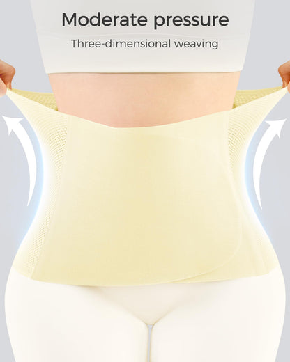 FREETOO Abdominal Binder for Women,Postpartum Belly Band Wrap for C-Section Recovery,Belly Binder Post Partum with Adjustable Compression,Soft Postpartum Belt with Ergonomical Back Support,XS,Cream