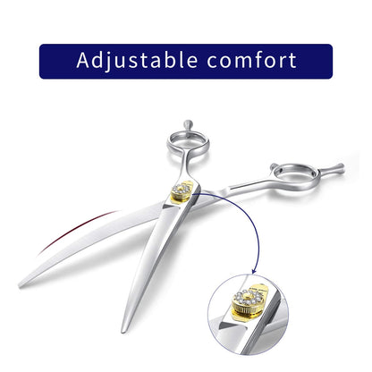 Dream Reach Dog Grooming Scissors - Professional Silver 7" Curved Trimming Shears for Dog Cat Pet Japanese 440C Stainless Steel