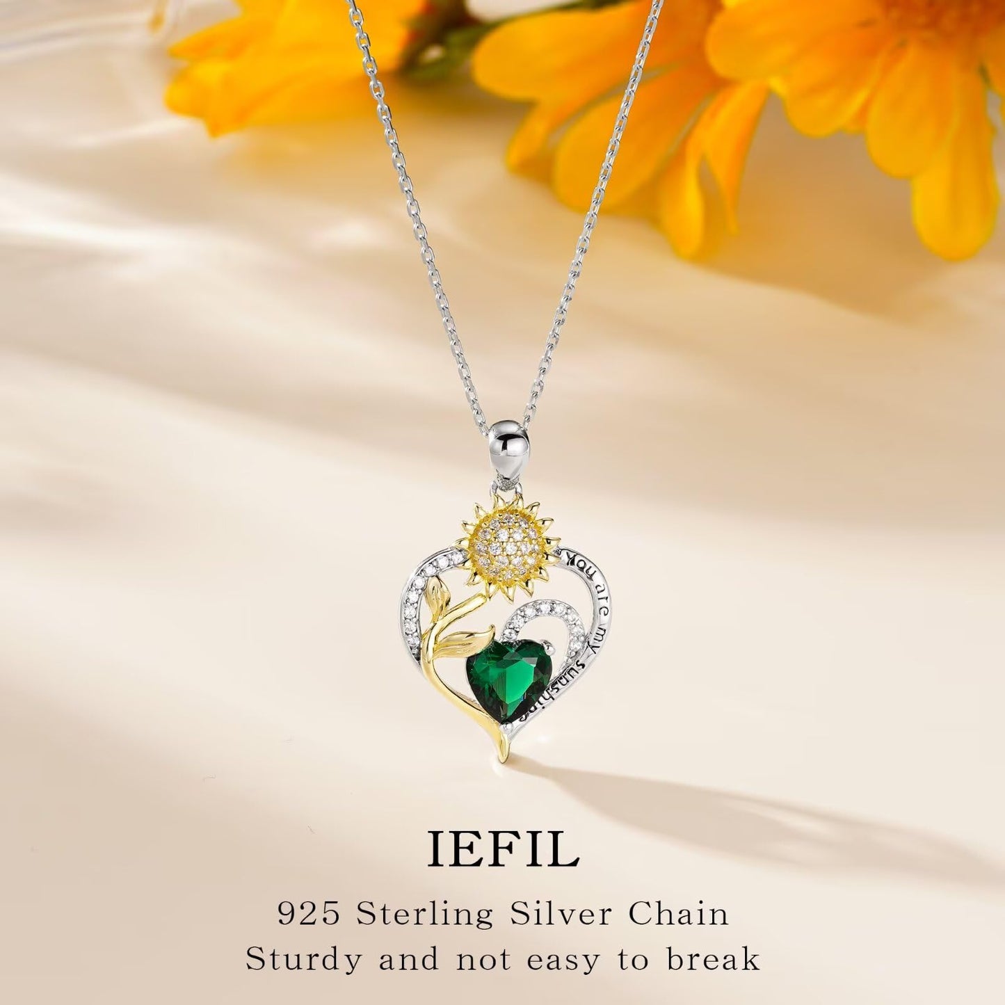 Iefil Sunflower Gifts for Women - Sunflower Necklace February Simulated Amethyst Necklace Anniversary Valentine's Day Jewelry Gifts Birthstone Jewelry for Women Wife Her