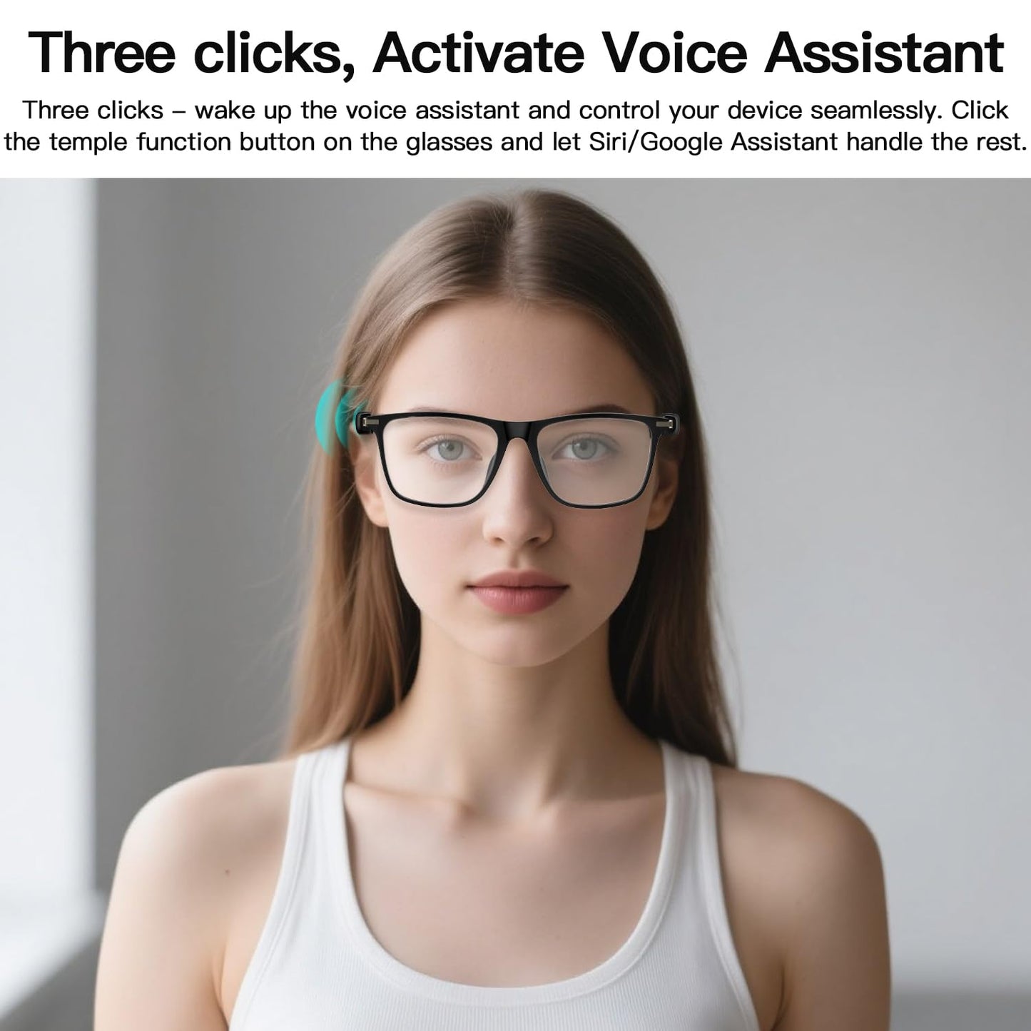 Bluetooth Audio Smart Glasses, Blue Light Glasses for Women Men, Remote Shooting, Open Ear Sound Mic & Speakers, Magnetic Charging, Color-Changing Polarized Sunglasses Lenses, Voice Assistant（GS06S)