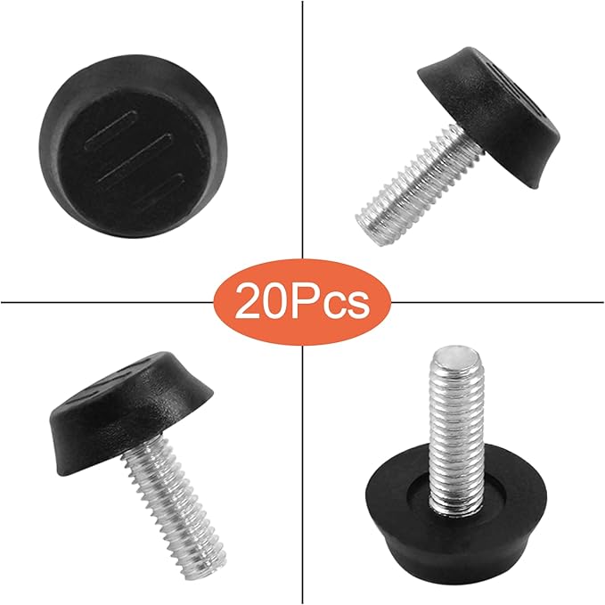 20Pcs 1/4" Thread Adjustable Furniture Levelers, M6 Stainless Steel Screw in