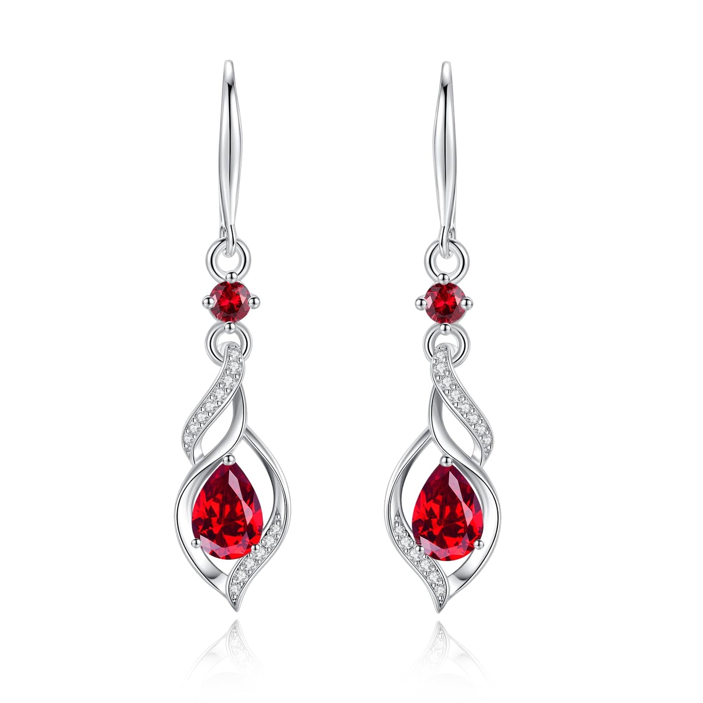 FANCIME Gift for Women July Birthstone Dangle Earrings for Women Teardrop Ruby Earrings S925 Sterling Silver infinity Love Birthday Gifts for Mom Women