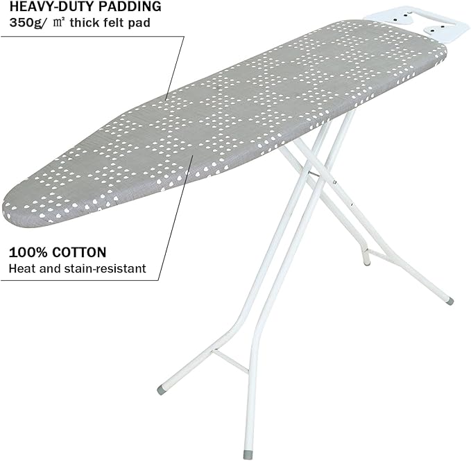 Ironing Board Cover and Pad Standard Size 15 x 54, 3 Pairs of Hook and Loop