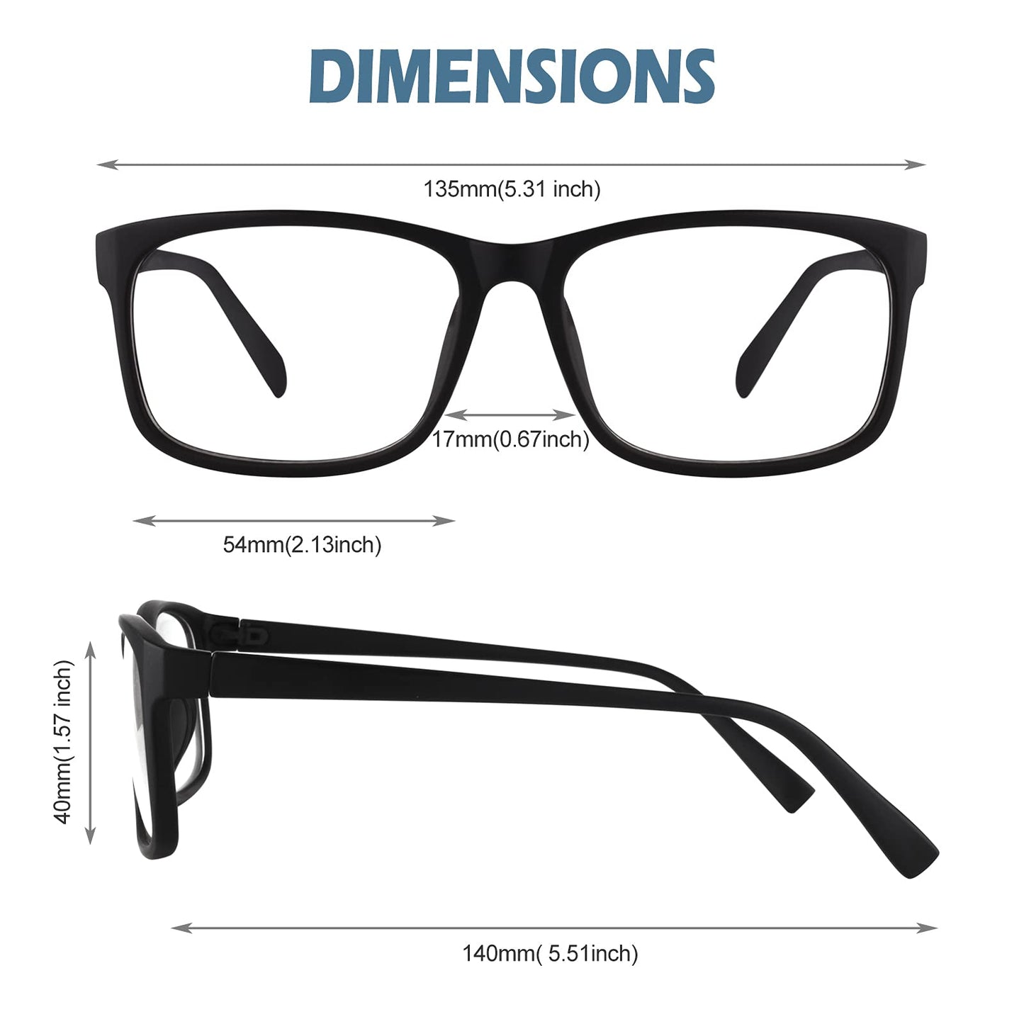 CGID CN12 Fake Glasses Women Men Casual Fashion Square Clear Lens Glasses 100% UV400 Protection,Matte Black