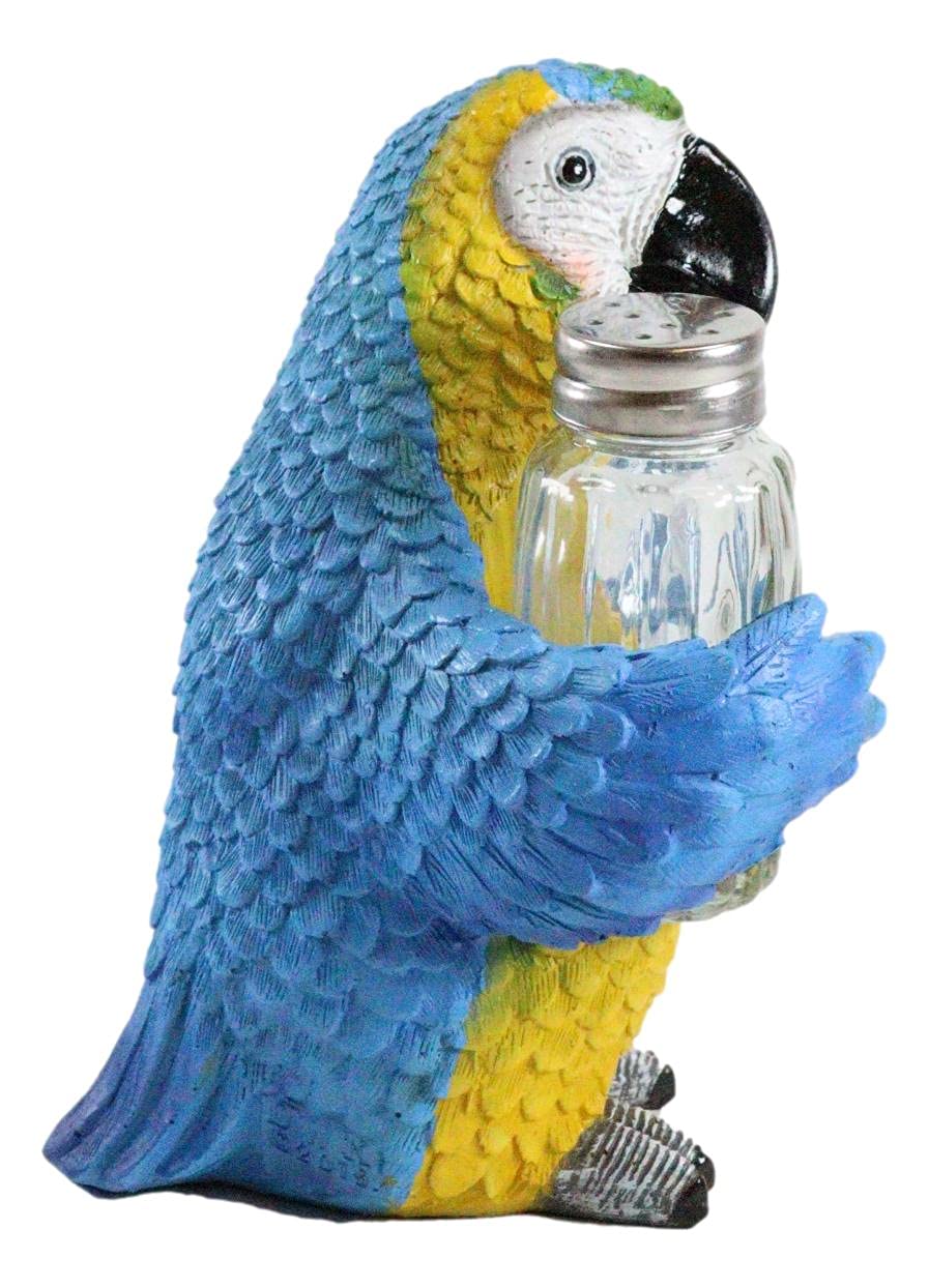 Ebros Tropical Rainforest Rio Blue Scarlet Macaw Parrot Bird Salt And Pepper Shakers Holder Figurine Set 6.75"H Nautical Table Decore or Decorations For Spice Racks Holders Organizers Home & Kitchen