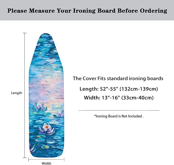 Water Lily Ironing Board Cover and Pad Standard Size Van Gogh Iron Board Padded
