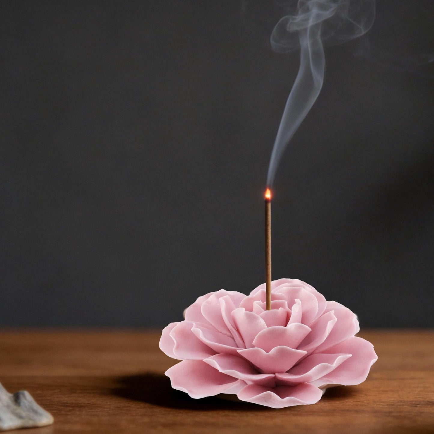 Bitray Pink Incense Holder 3.35" Dia Burner Holder Ceramic Flower Incense Sticks Holder for Yoga Studio