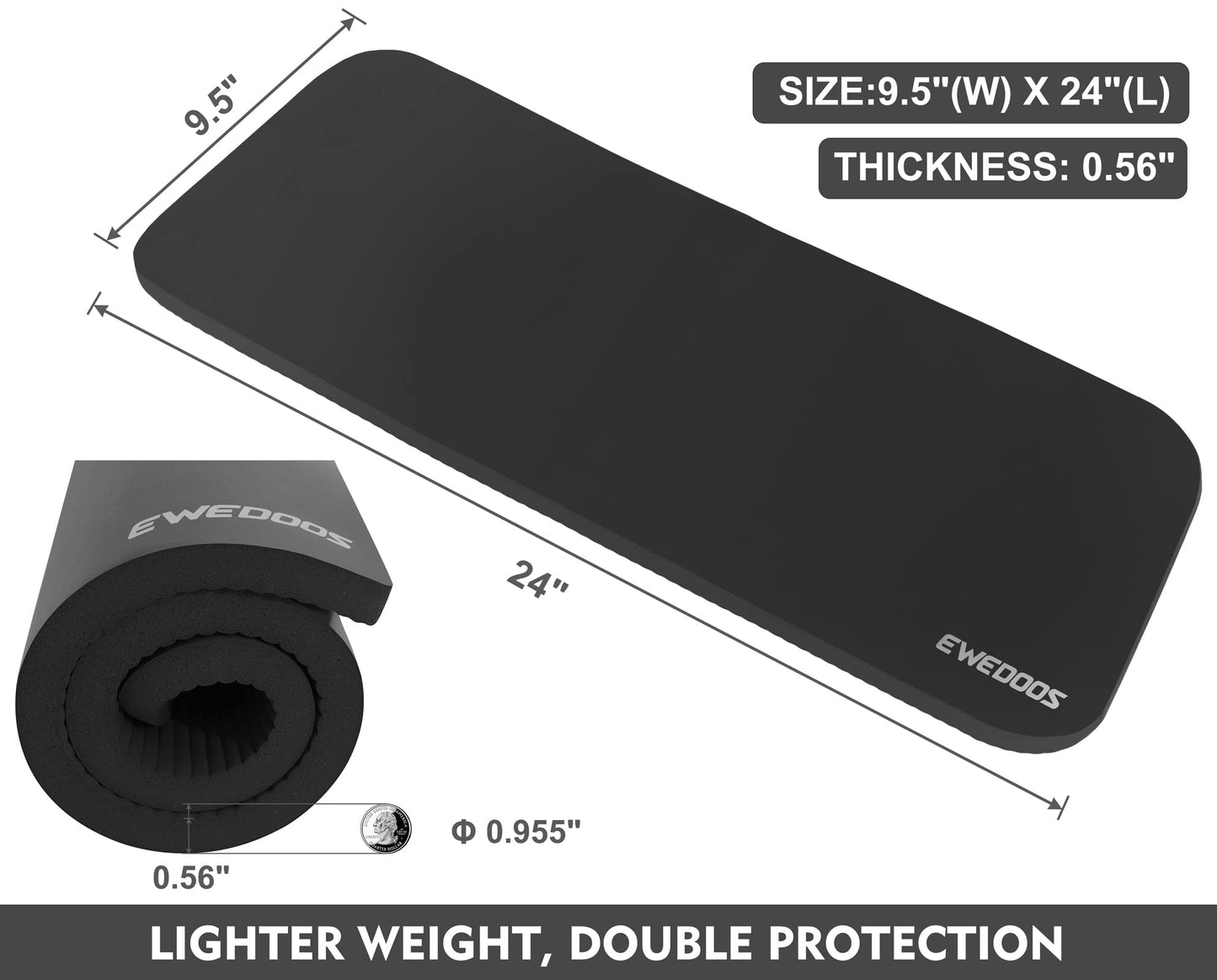 Ewedoos Knee Pads - Non-Slip Yoga Mat Cushion for Floor Exercises