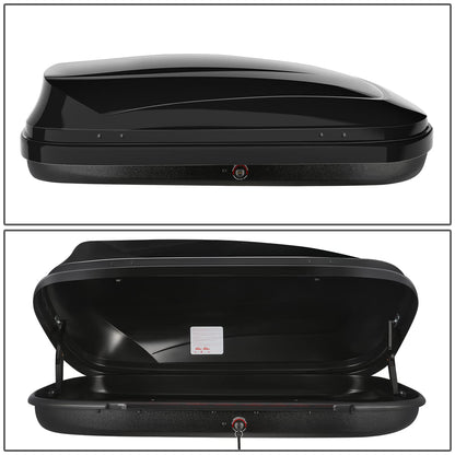 DNA Motoring Rooftop Cargo Box Carrier Lockable Heavy Duty Car Top Storage Case, Capacity 110 Lbs, 53" L x 34" W x 15" H, 11 17 Cubic Ft.(Glossy Black), PT-ZTL-8166-GSBK