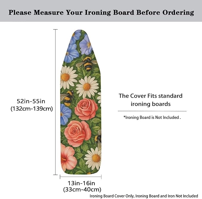 Rose Ironing Board Cover Non Stick Scorch Ironing Board Cover and Pad Standard