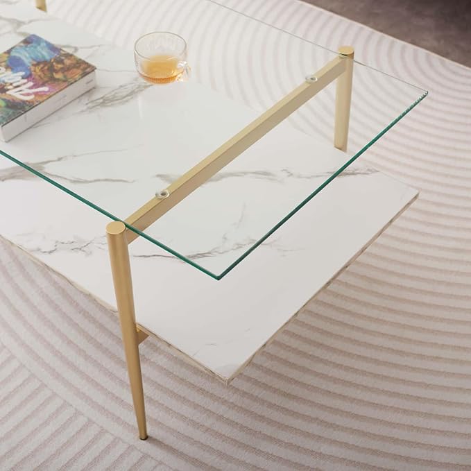 LumFurn Rectangle Coffee Table for Living Room, Mid-Century Modern Design