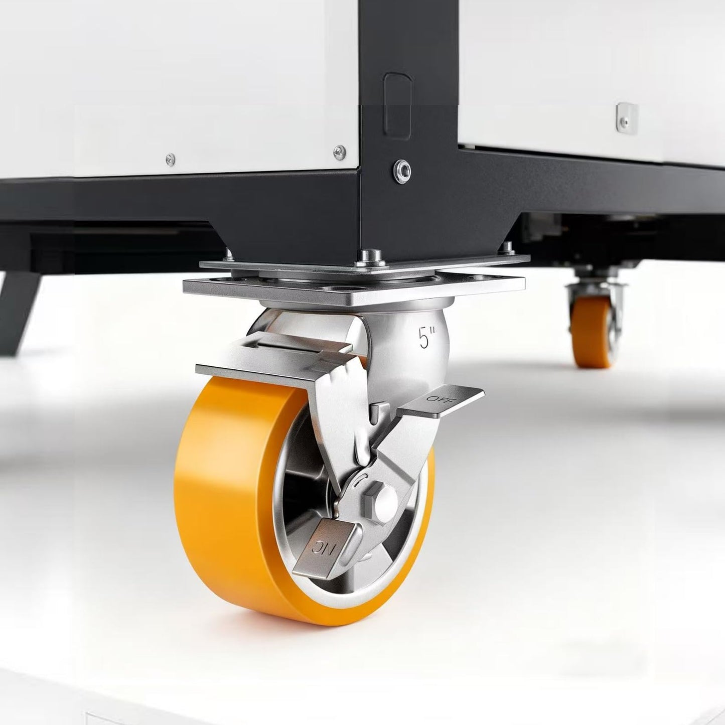 ANDUTEES 5 Inch Heavy Duty Casters Set of 4, Industrial Locking Casters 5000lbs Load Capacity, Plate Swivel Castor Wheels for Heavy Duty Carts, Workbench, Equipment, Platform Truck (Orange)