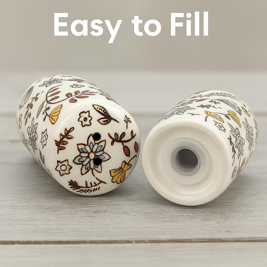 Country Floral Salt and Pepper Shakers, Unique Flower S&P Shaker Set