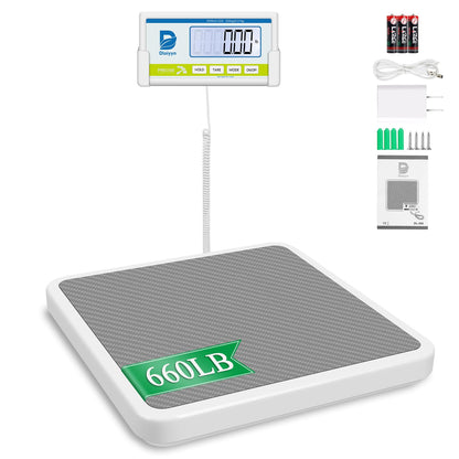 Medical Scale for Body Weight with Digital Display, 660 lb Limit, High Accuracy Medical Grade Floor Scale, Heavy Duty, kg/oz/lb Settings, AC Adapter & Battery Included, Portable Home & Physician Scale