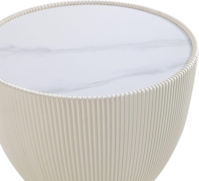 Manhattan Comfort Anderson Modern 18" Round End Table 2.0 | Ceramic Marble