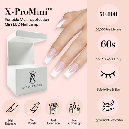 SXC Cosmetics French Tip Press On Nails - Skin Tone Nude and Color Series, Short Coffin X-Pro Tips Starter Kit ST119KIT