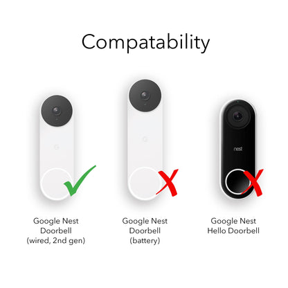 Wasserstein Horizontal Adjustable Mount ONLY Compatible with the Google Nest Doorbell (Wired, 2nd Gen) -(Not for Battery Version)